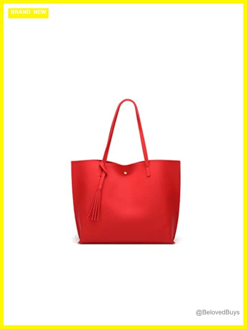 Faux Leather Tote Shoulder Bag Large Capacity Tassel Handbag